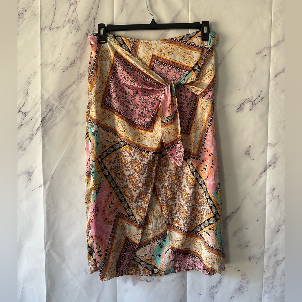 BOHO BANDANA PRINT MIDI SKIRT WOMENS LARGE - 34 INCH WAIST